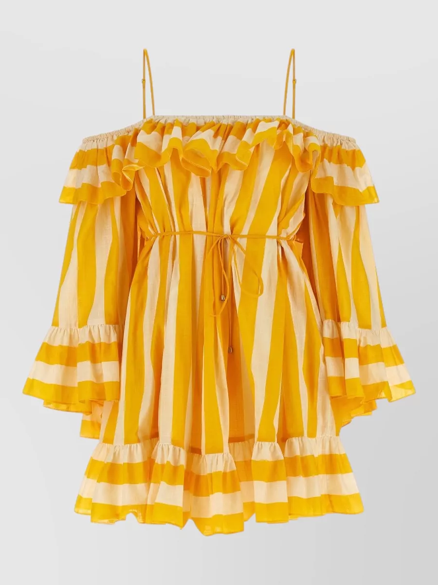 Zimmermann Cotton striped off-shoulder mini dress