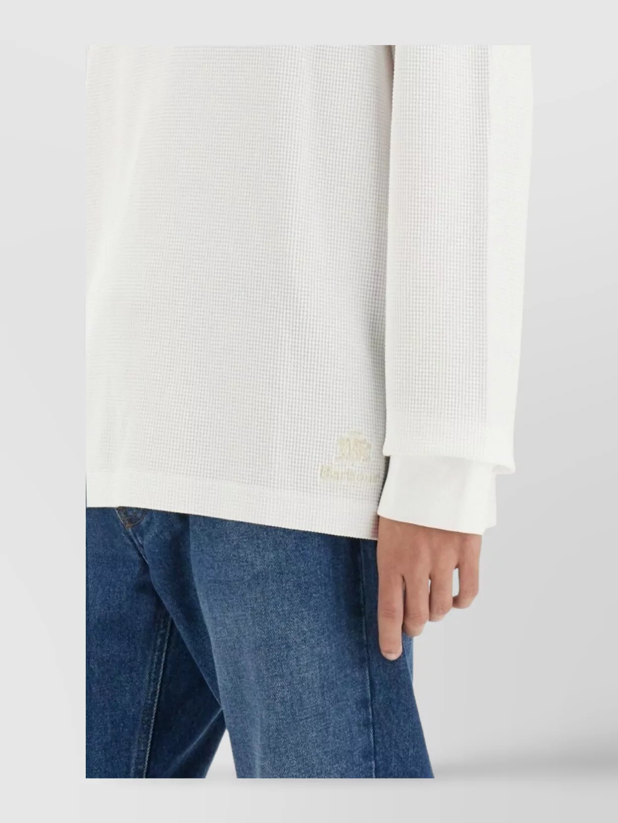 Shop Barbour Ribbed Cuffs Waffle Texture T-shirt