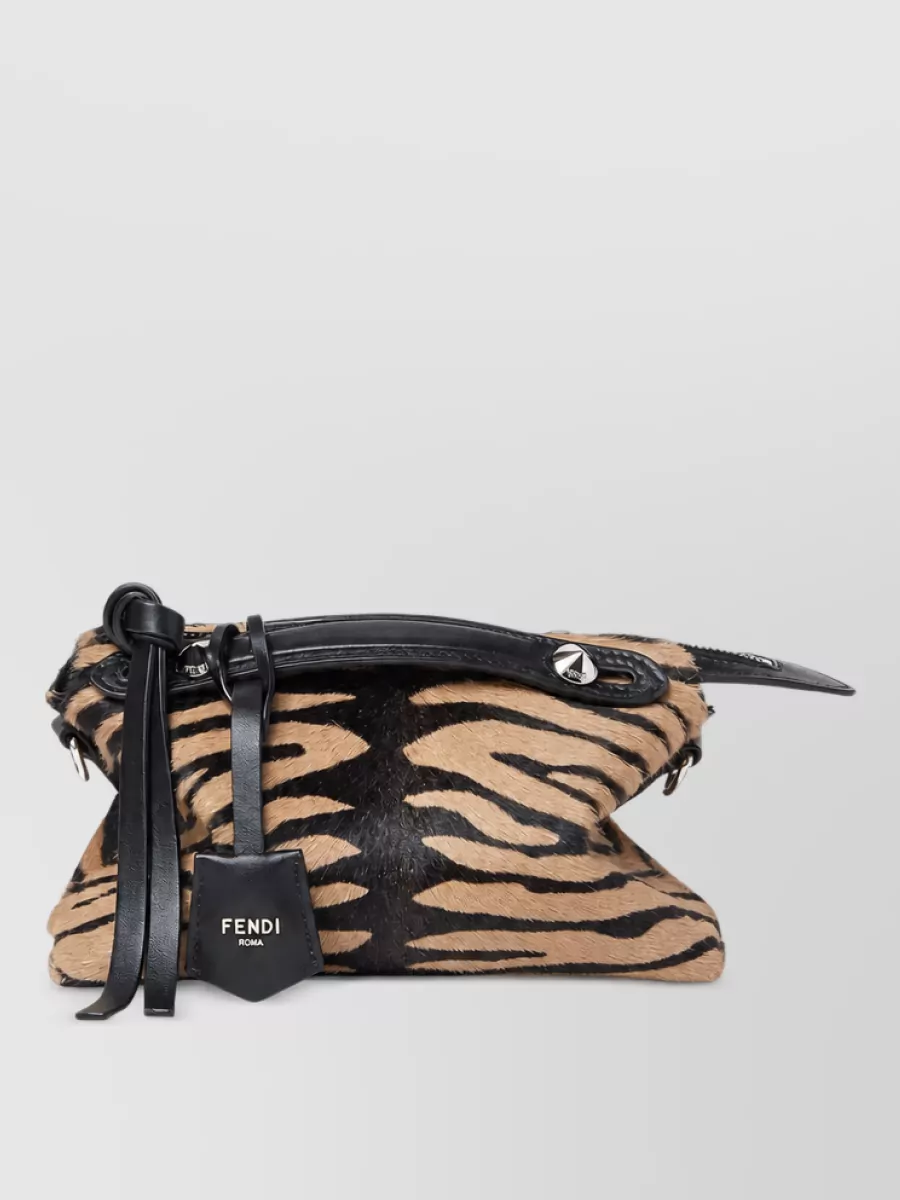 Fendi By The Way Mini Calf Hair Leather Tiger-Print Clutch Bag