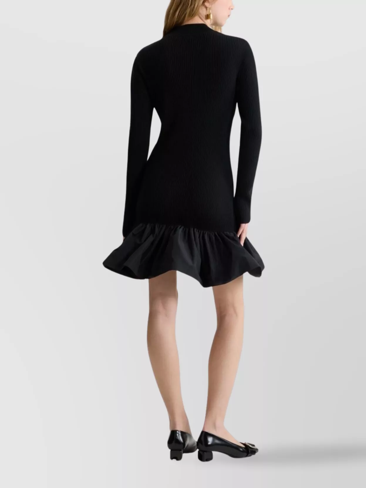 Patou Knee Length Dress With Gold Button Detail