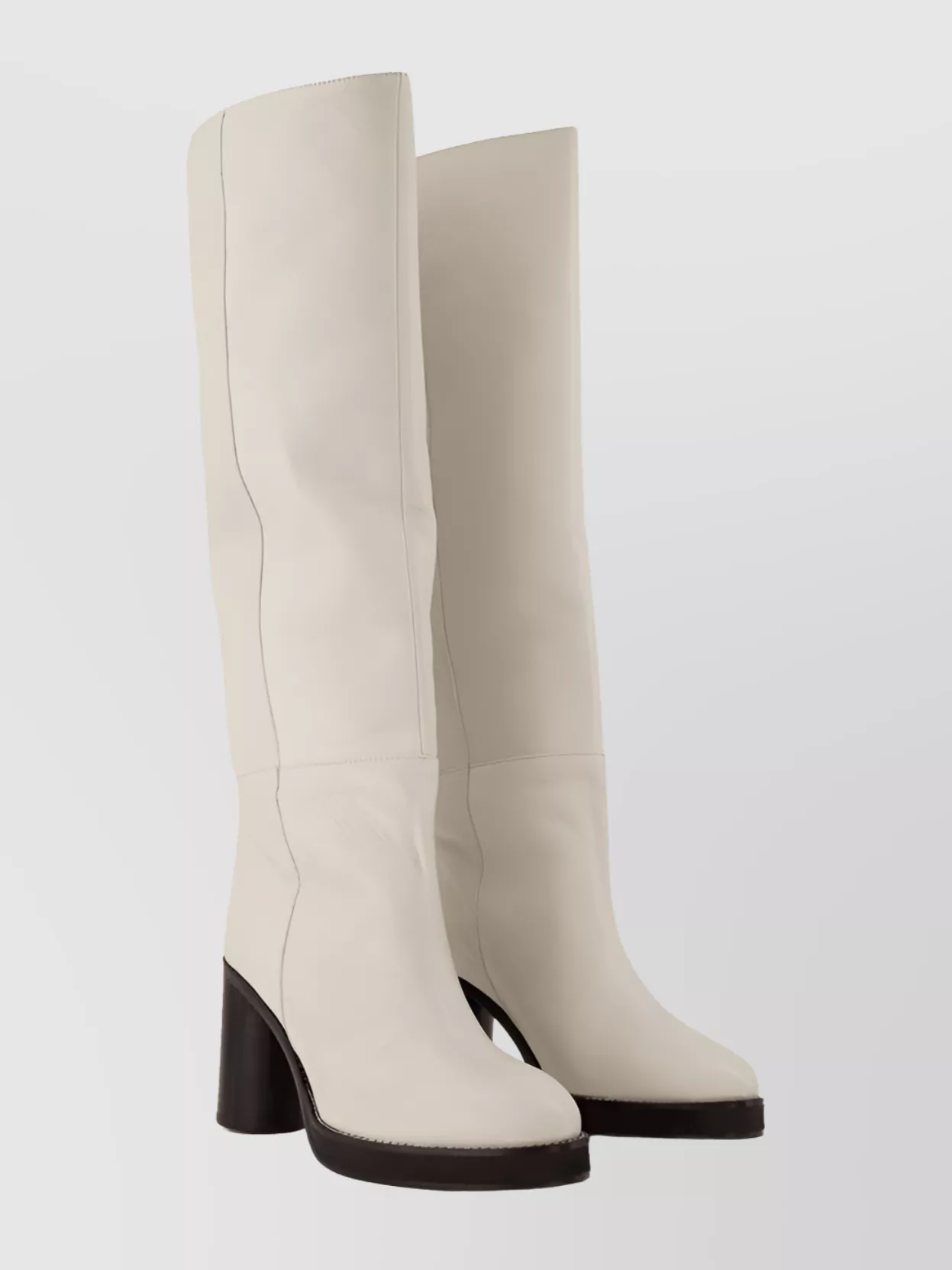 Isabel Marant Knee High Block Heel Leather Boots In Animal Print