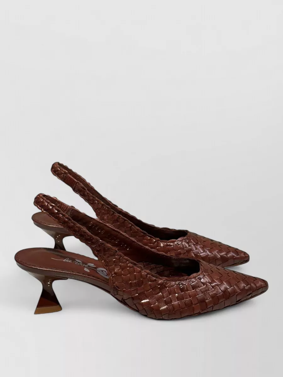 La Rose leather pointed slingback pumps