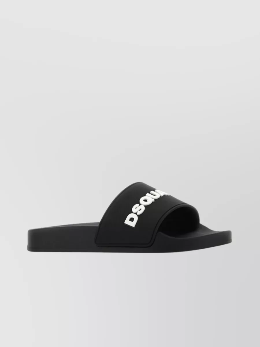 Shop Dsquared2 Embossed Band Slip-on Slippers In Black