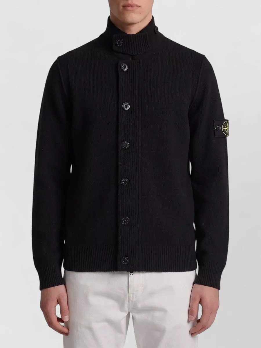 Stone Island wool felt collar cardigan
