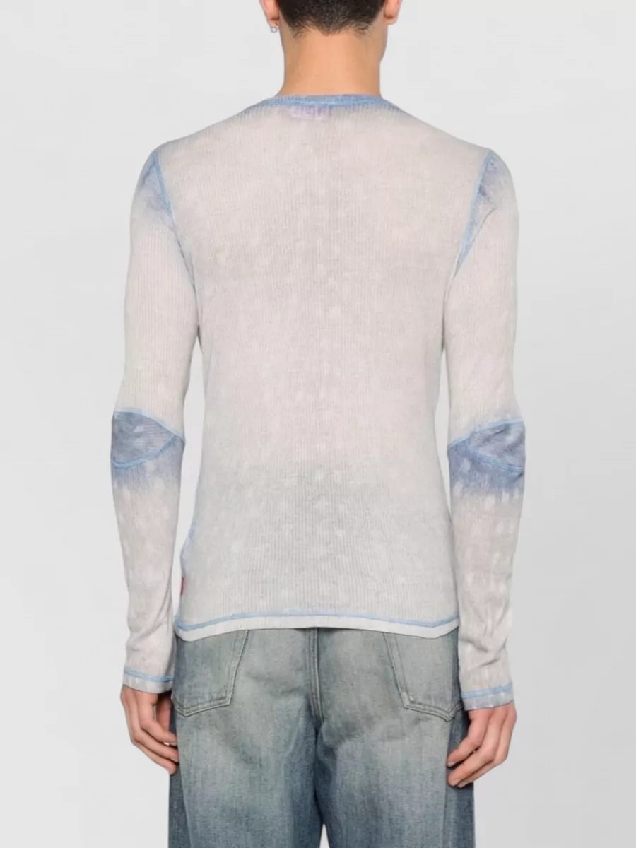 Diesel Crew Neck Long Sleeve Sheer Graphic T Shirt