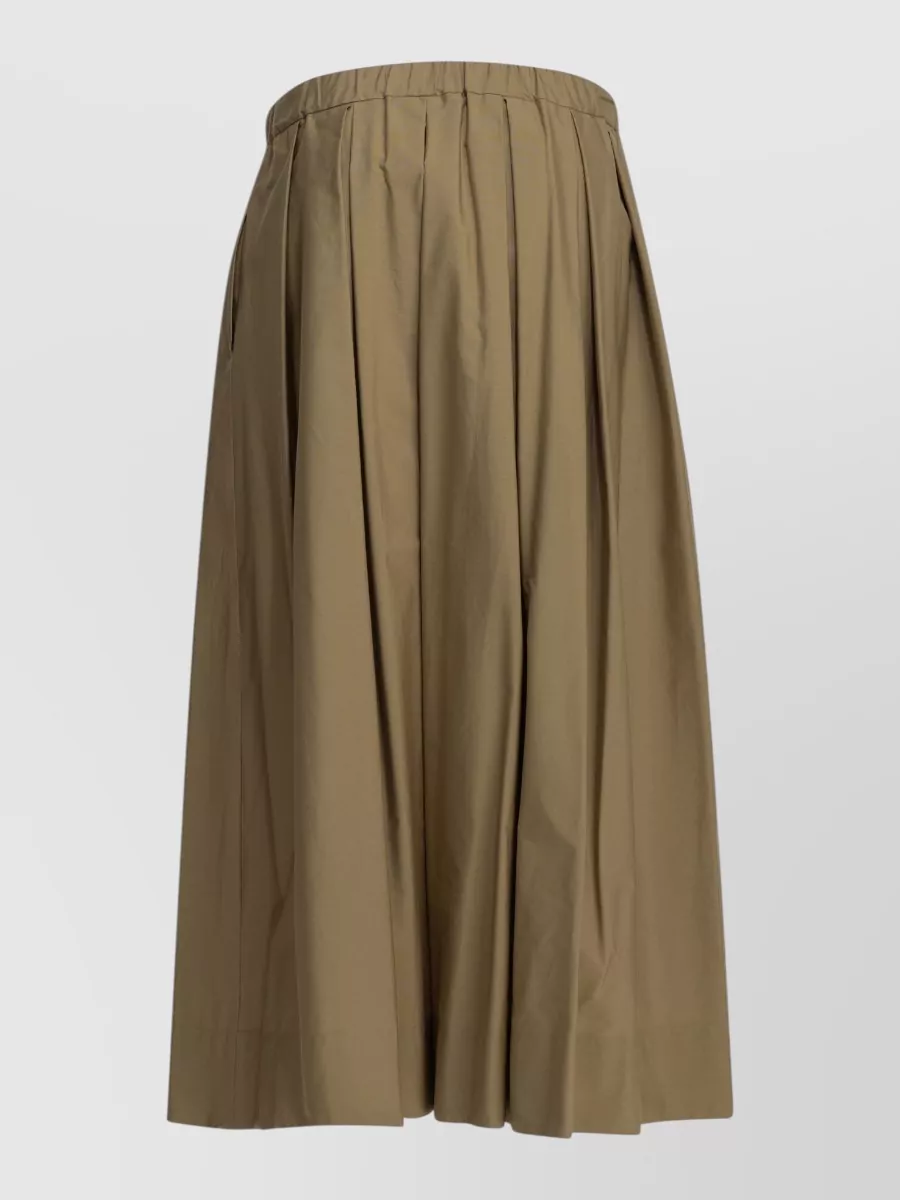 S Max Mara Cotton Long A-Line Pleated Skirt