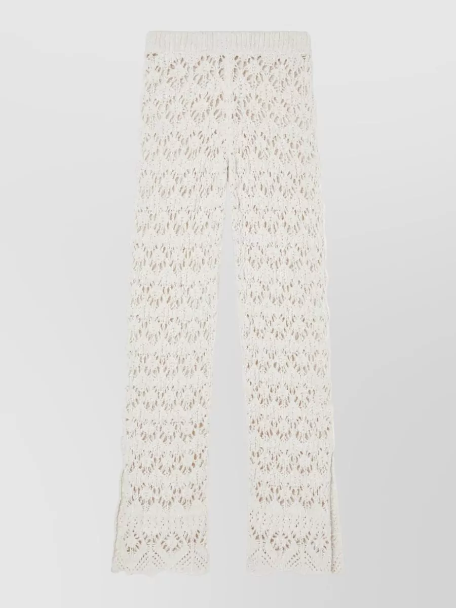 Alanui Floral Crochet Trousers Flared Hem