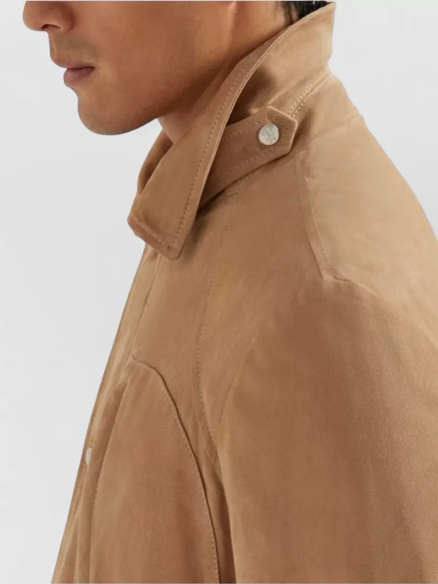 Brunello Cucinelli Suede Field Jacket Buttoned Cuffs Pockets