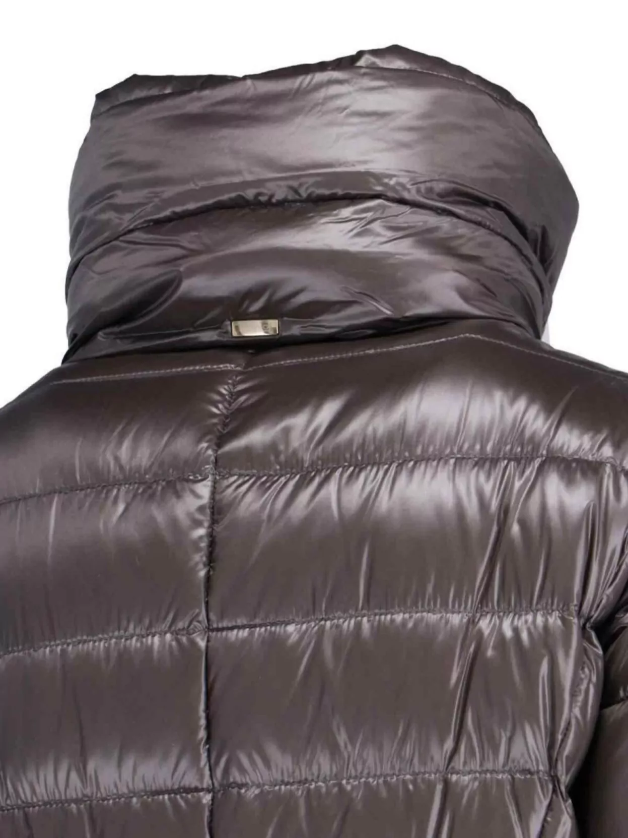 Herno Belted High Collar Long Quilted Shiny Jacket