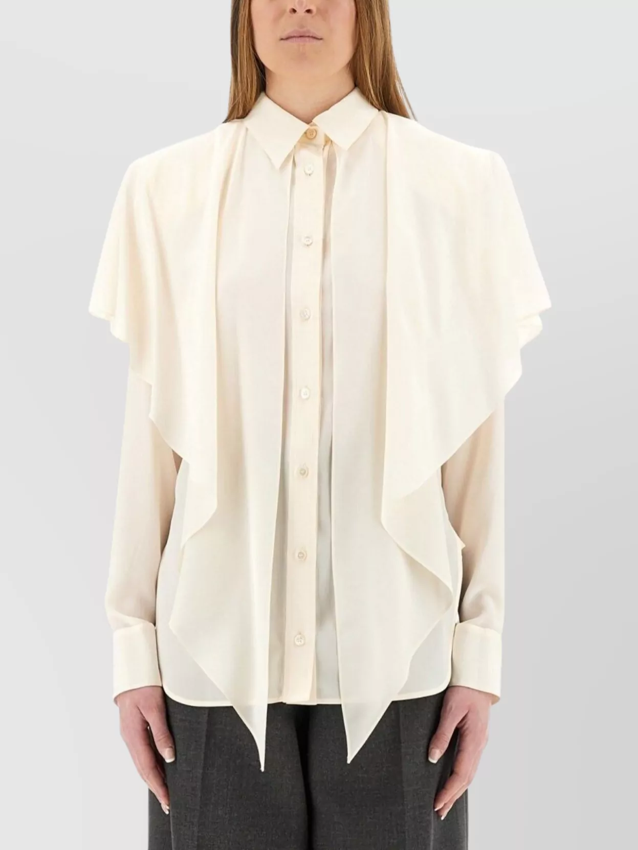 Stella Mccartney Sheer Shirt Layered Panel Draped Design