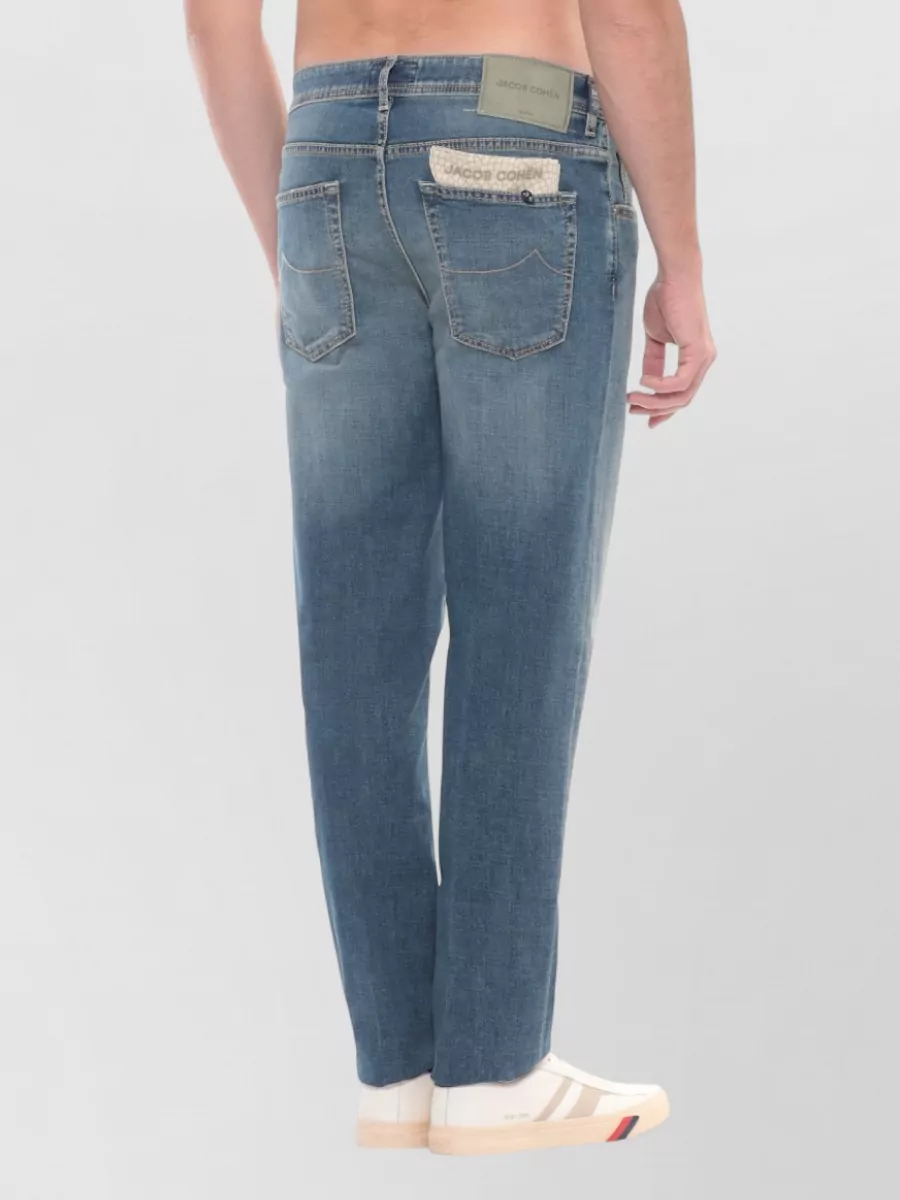 Jacob Cohen Tailored Denim Trousers Belt Loops Handkerchief