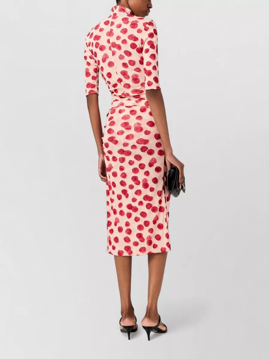 Stella Mccartney Raspberry Print Gathered Mesh Midi Skirt