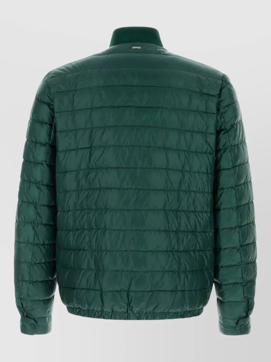 Herno Quilted Jacket High Collar Knit Trim