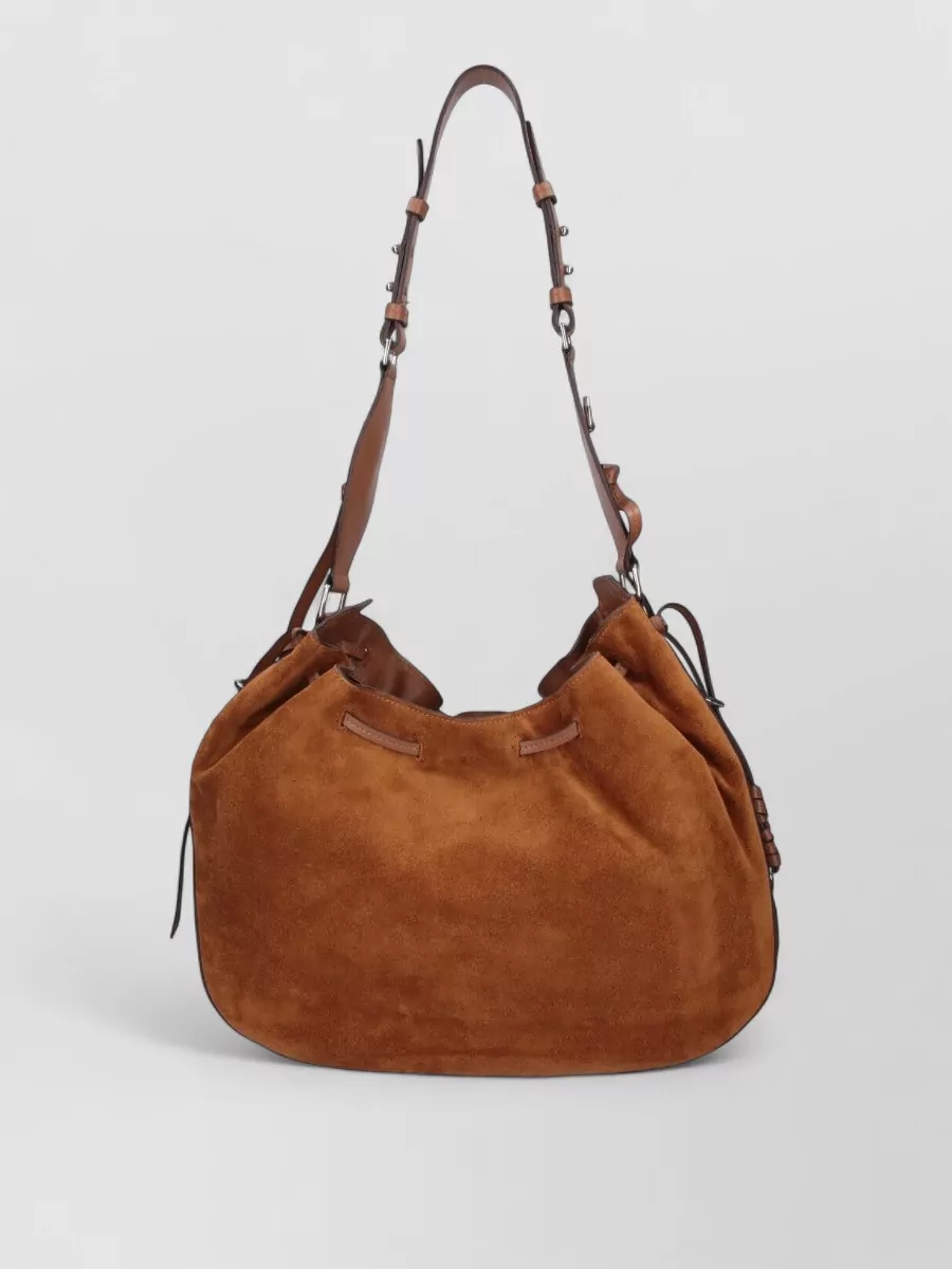 Isabel Marant Shoulder Bag Adjustable Strap Detachable Pouch Suede