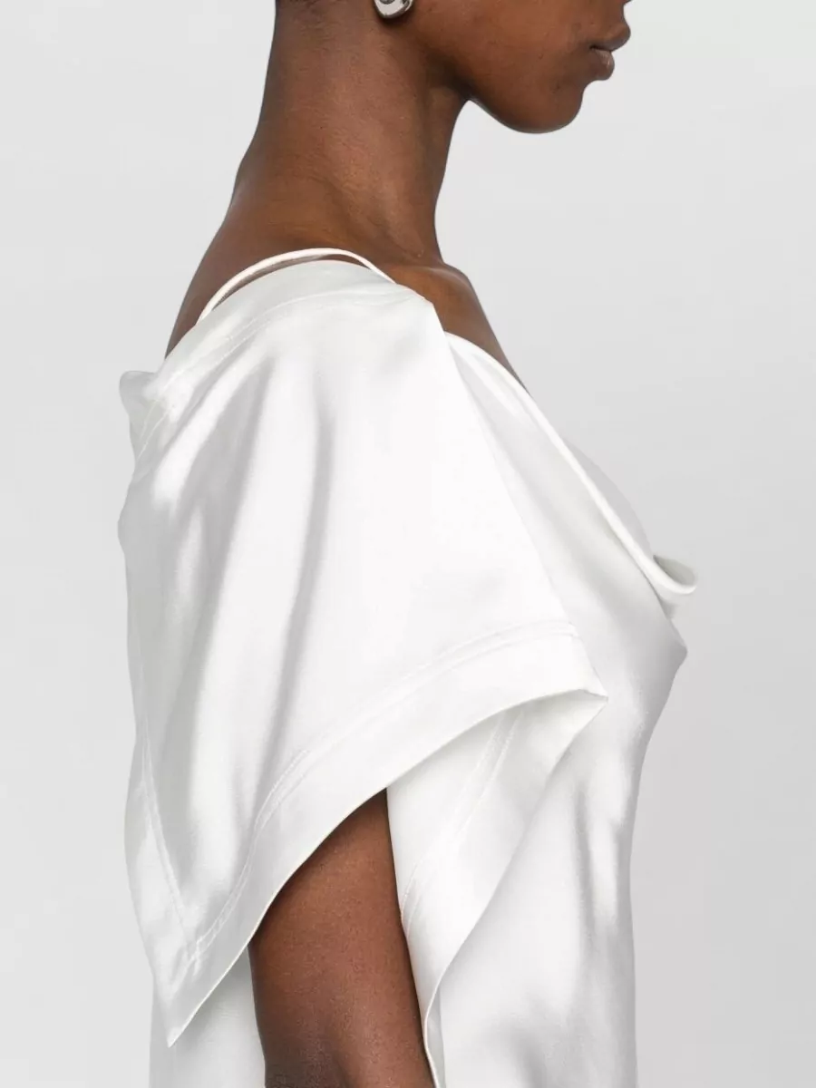 Iro Draped Asymmetric Cowl Neck Spaghetti Strap Midi Dress