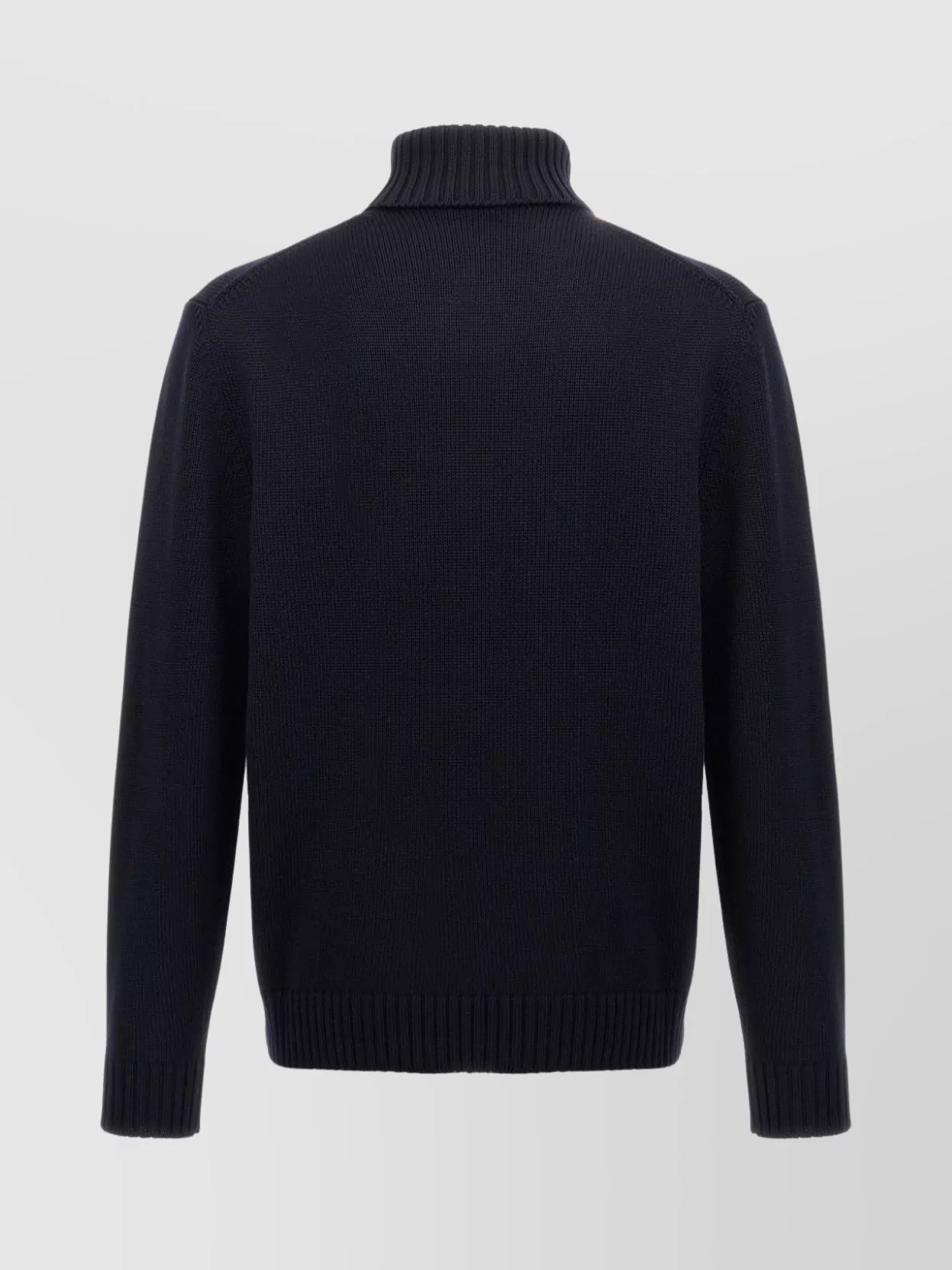 Zanone Turtleneck Wool Sweater With Turn-up Collar And Cuffed Sleeves In Blue