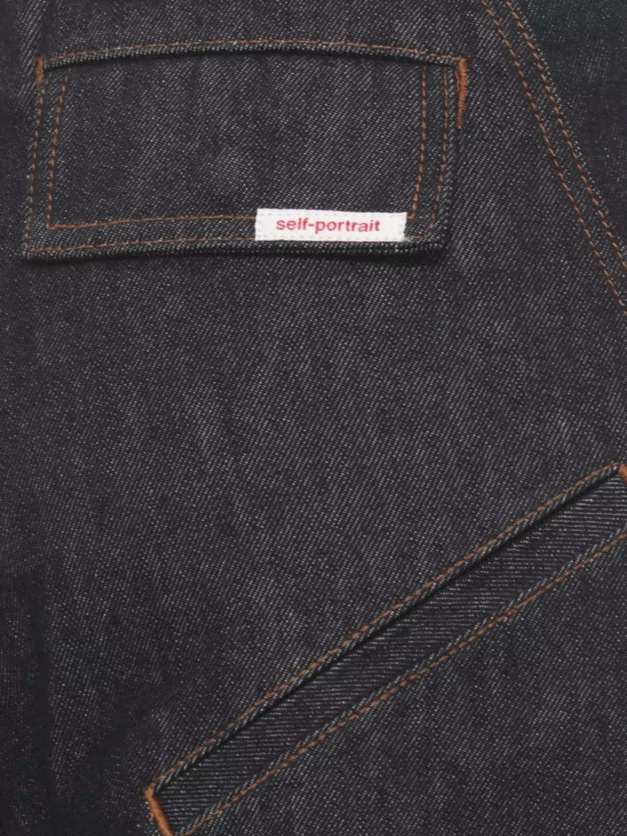 Self-Portrait Denim Cargo Barrel-Leg Jeans