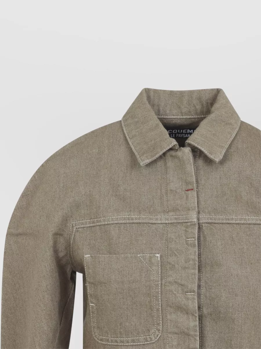 Jacquemus Ovalo Cargo Jacket Collared Cropped Long Sleeves