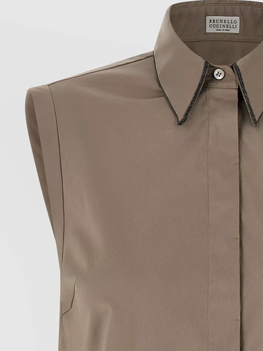 Brunello Cucinelli Sleeveless Shirt Featuring Pointed Collar