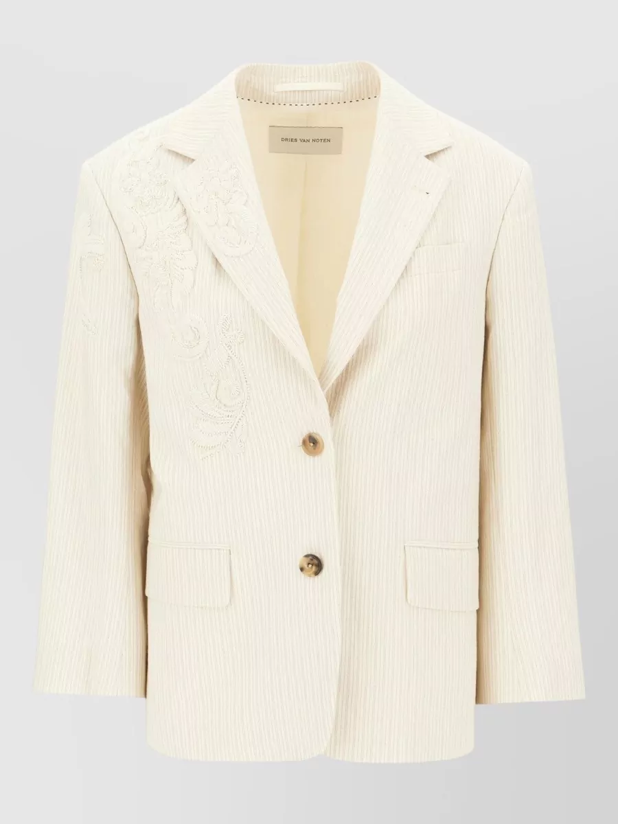 Dries Van Noten Embroidered cotton linen blazer