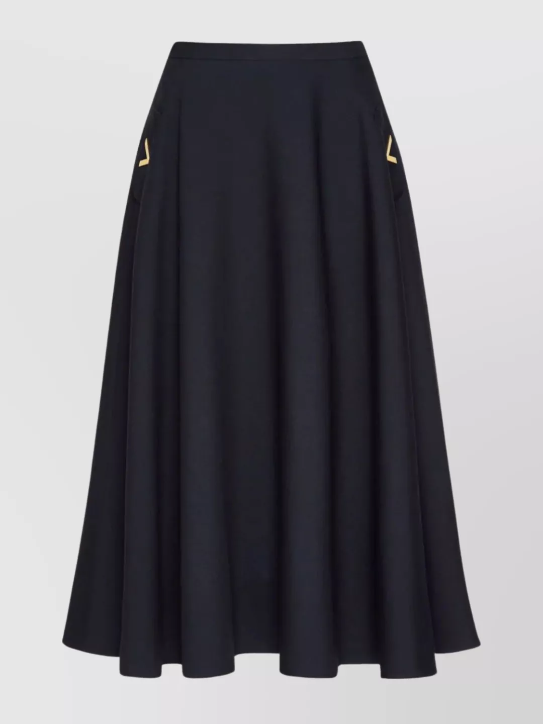 Shop Valentino Couture Pleated A-line Midi Skirt In Black