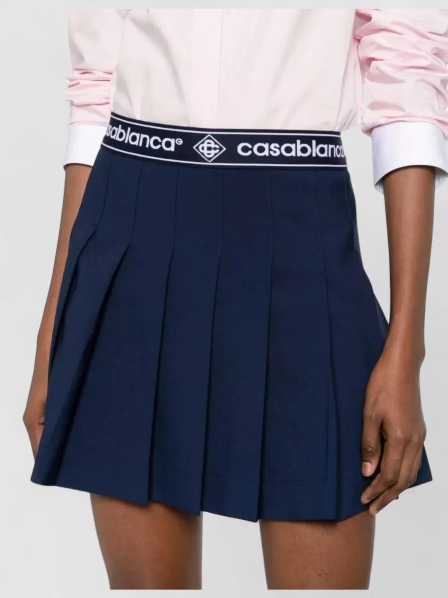 Casablanca Pleated Mini Skirt Flared Silhouette Design
