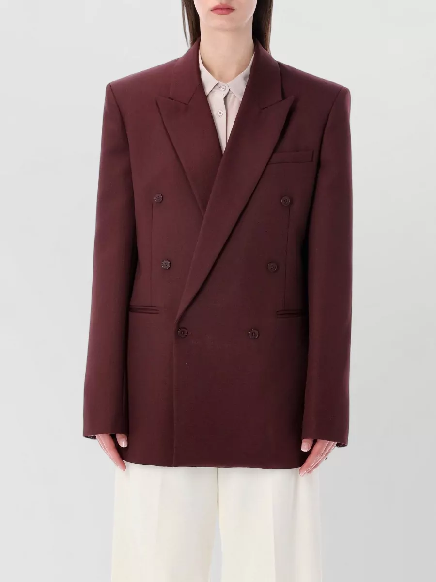 The Frankie Shop Wool Blend Relaxed Fit Double Breasted Blazer
