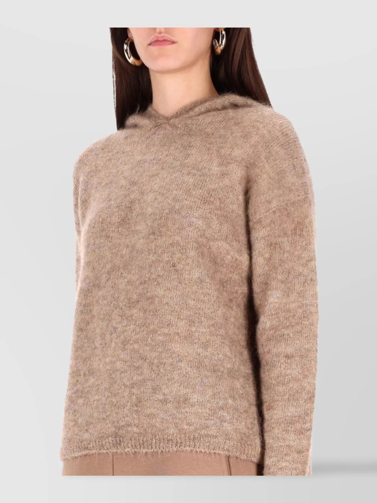 S Max Mara Long Sleeve Hooded Top With Ribbed Cuffs