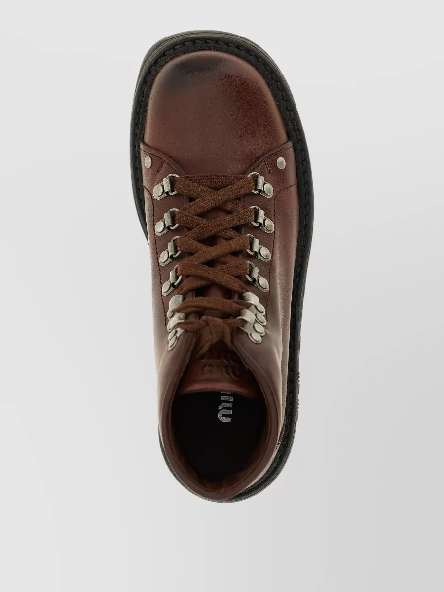 Miu Miu Leather Hiking Ankle Boots