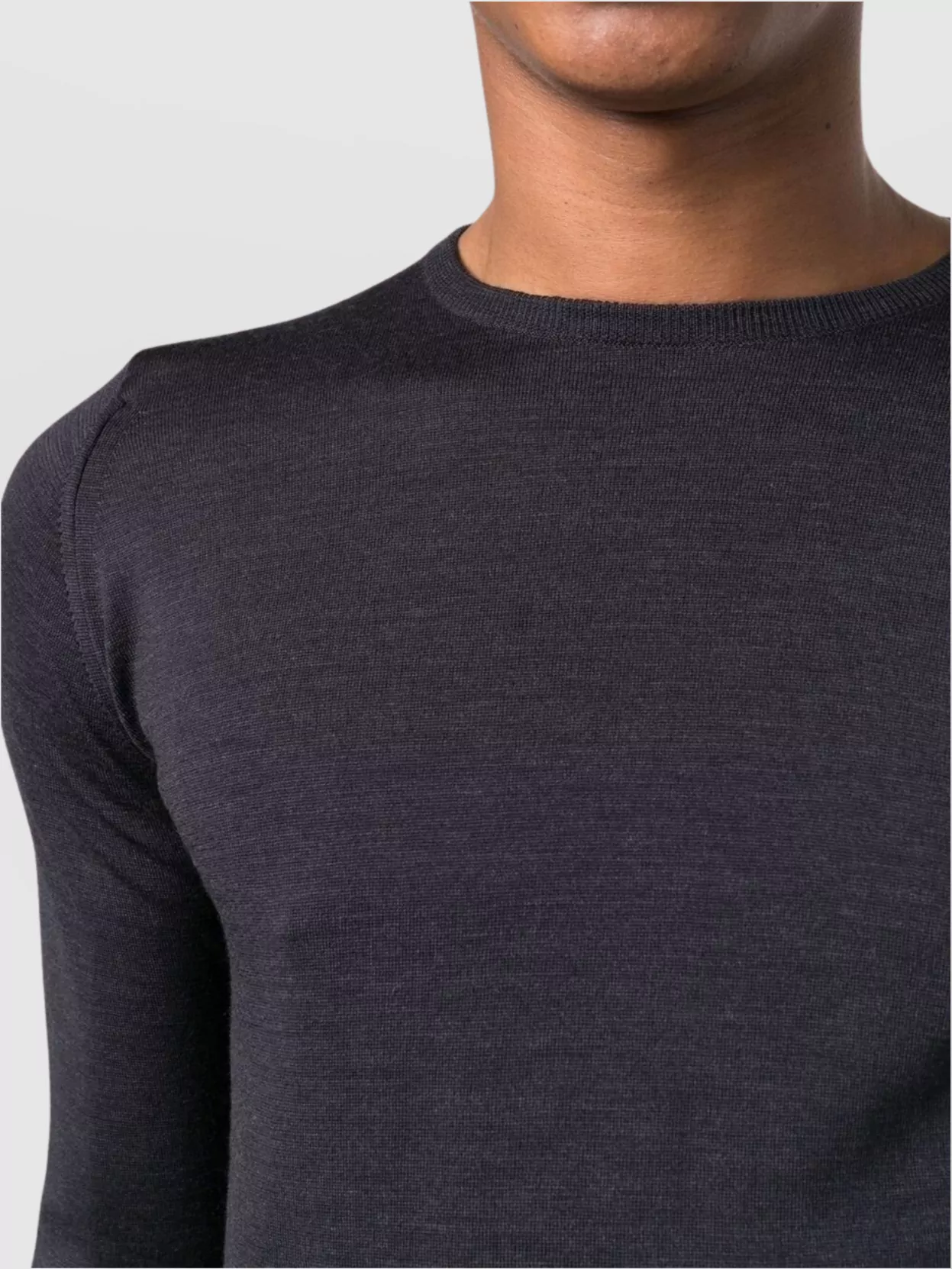 John Smedley Smoke Grey Crew Neck Merino Wool Sweater
