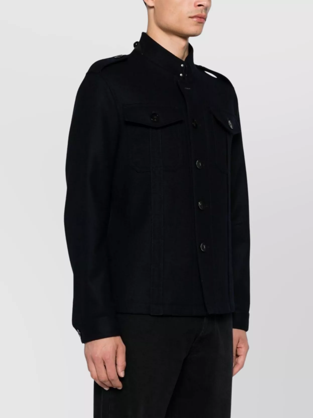 Tom Ford Epaulettes Stand Collar Overshirt