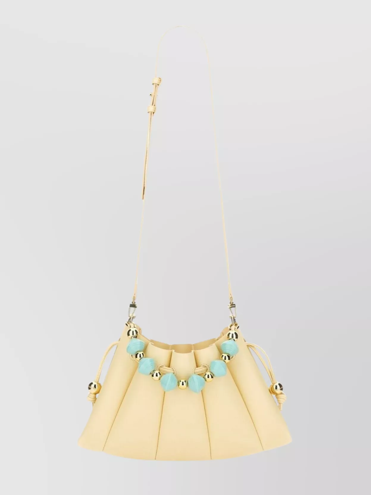 Themoiré Beaded Handle Pleated Design Bag