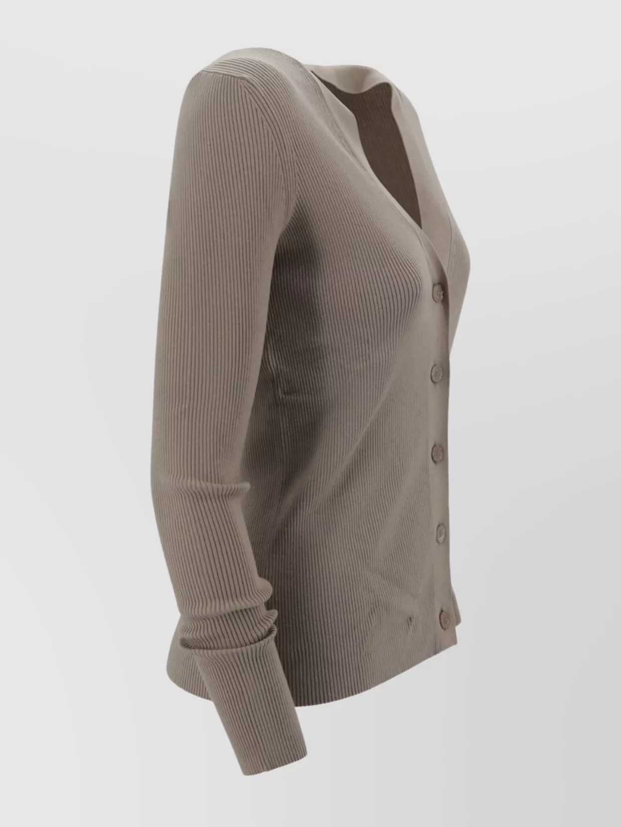 Weekend Max Mara Ribbed Knit V-neck Cardigan In Gray