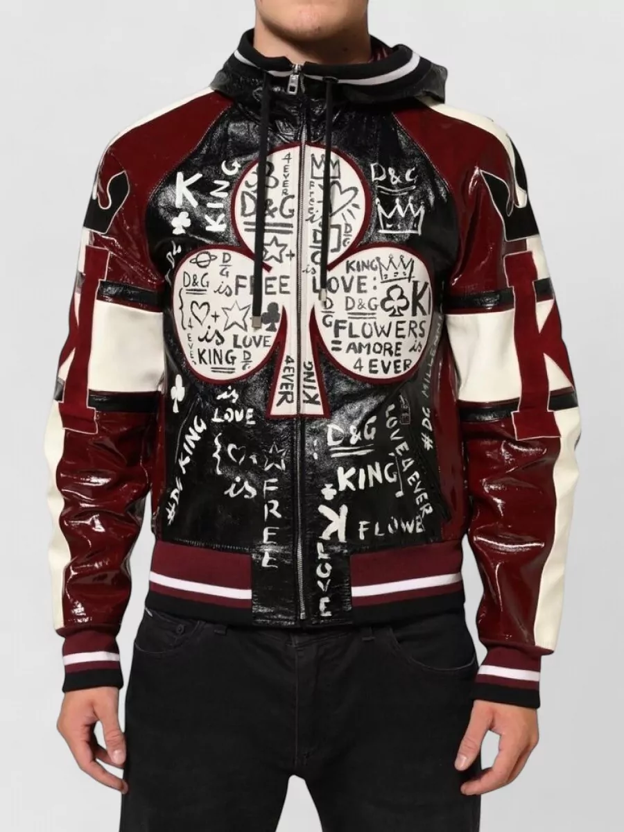 Dolce&Gabbana leather hooded biker jacket