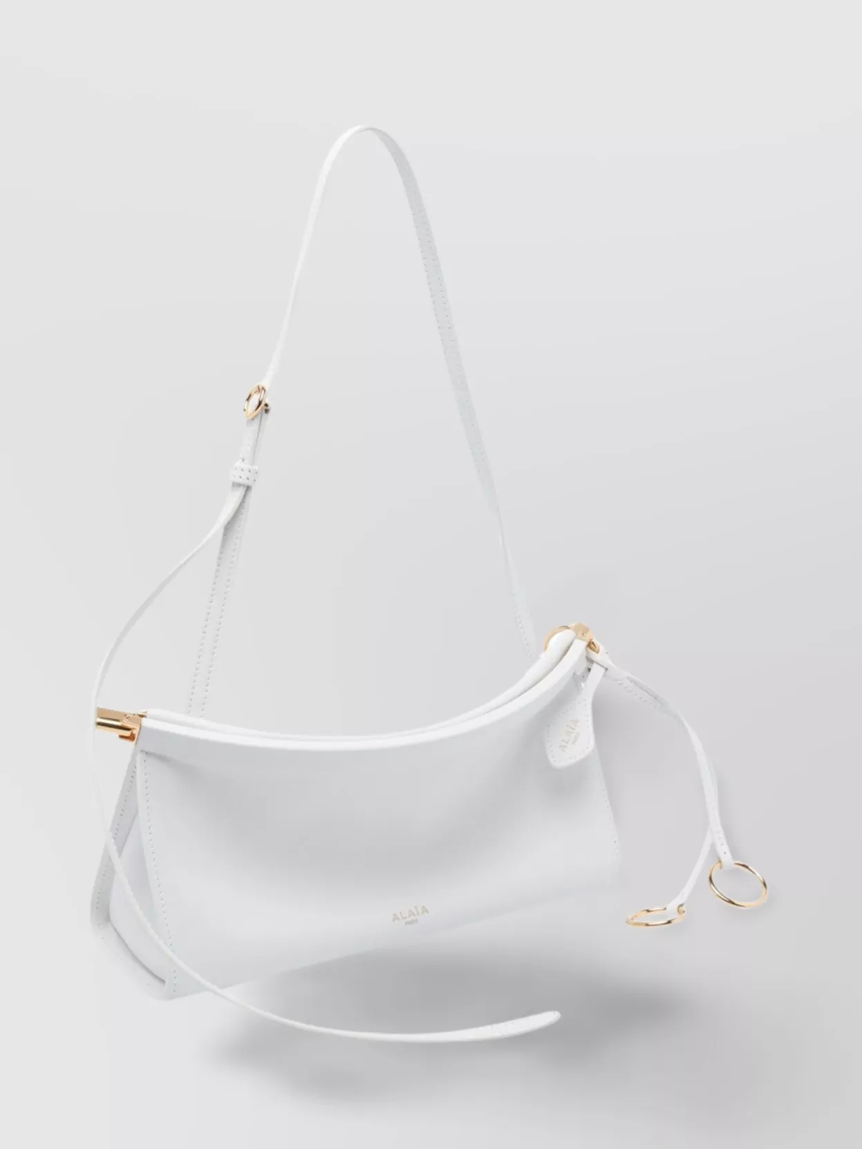 Shop Alaïa Click East West Leather Shoulder Bag In White