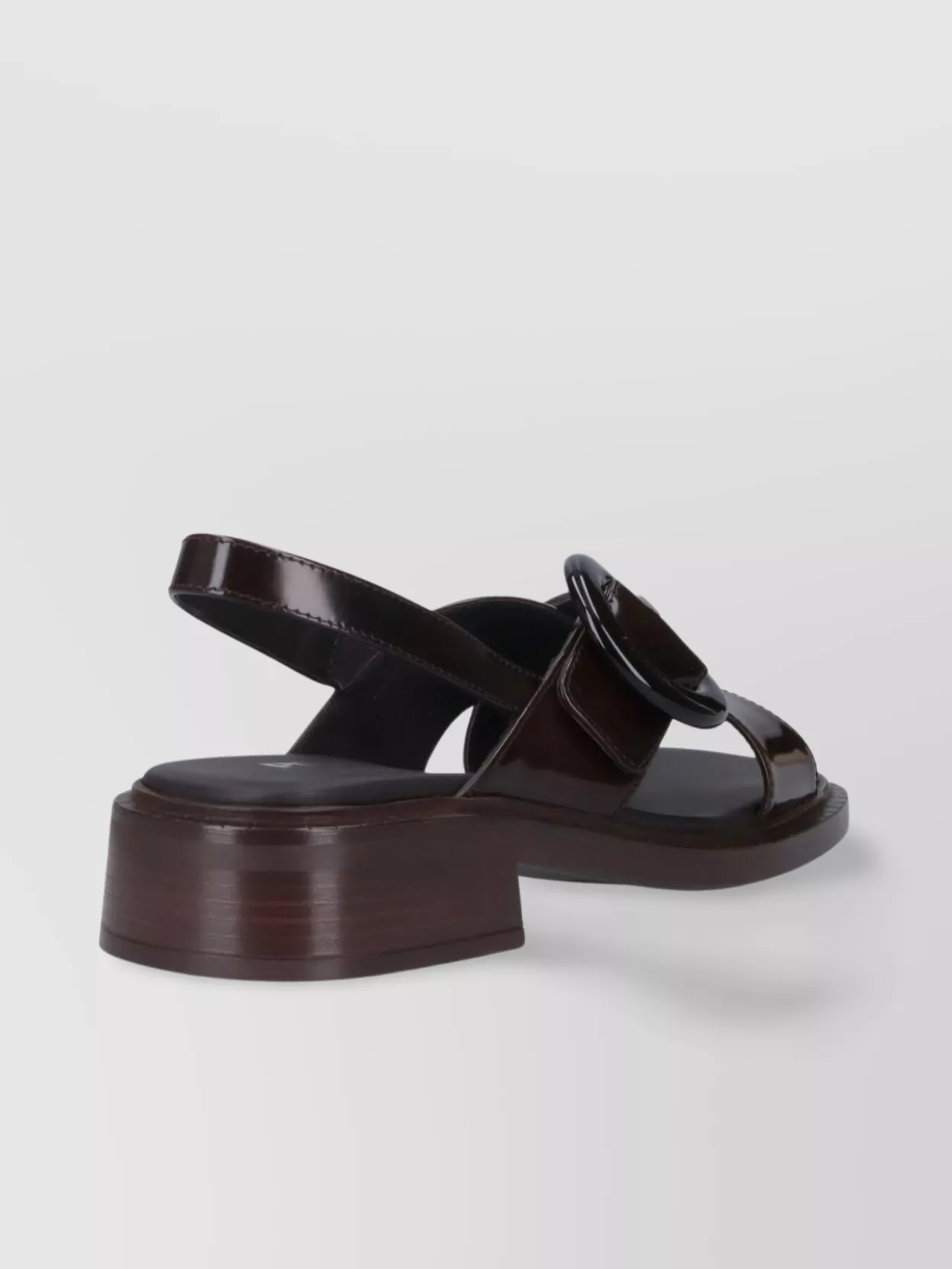 Prada Heel Buckle Glossy Open Toe Sandals In Pattern
