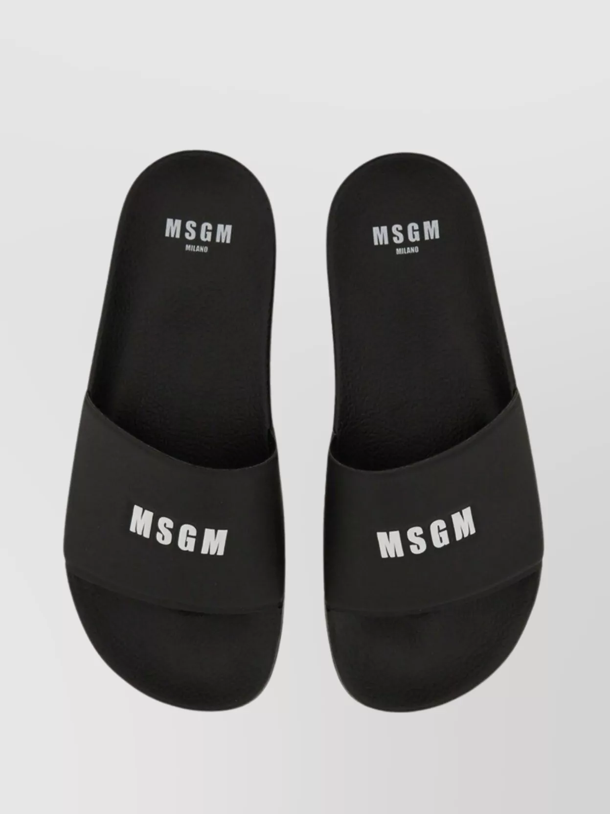 Msgm Logo Flat Sole Slide Sandal In Black
