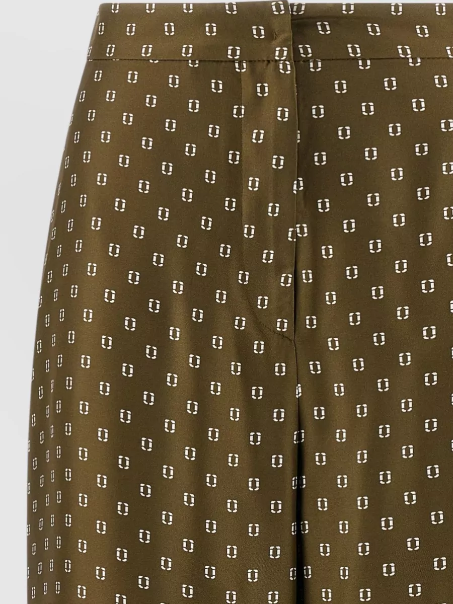 S Max Mara Silk Printed Cropped Wide-Leg Trousers