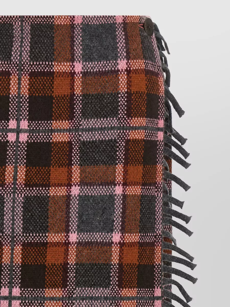 Guest In Residence Cashmere Wool Tartan Wrap Midi Pencil Skirt