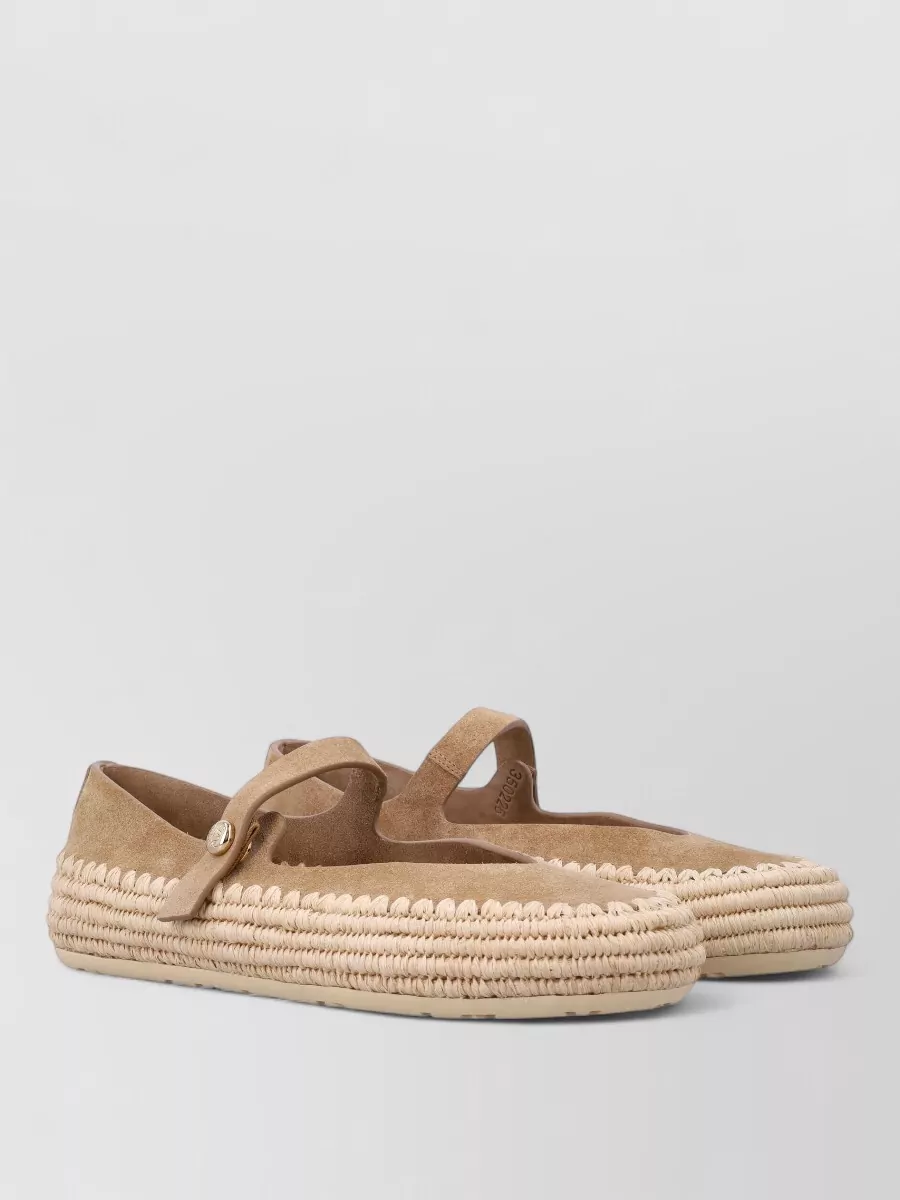 Loewe leather and raffia espadrille mary jane shoes