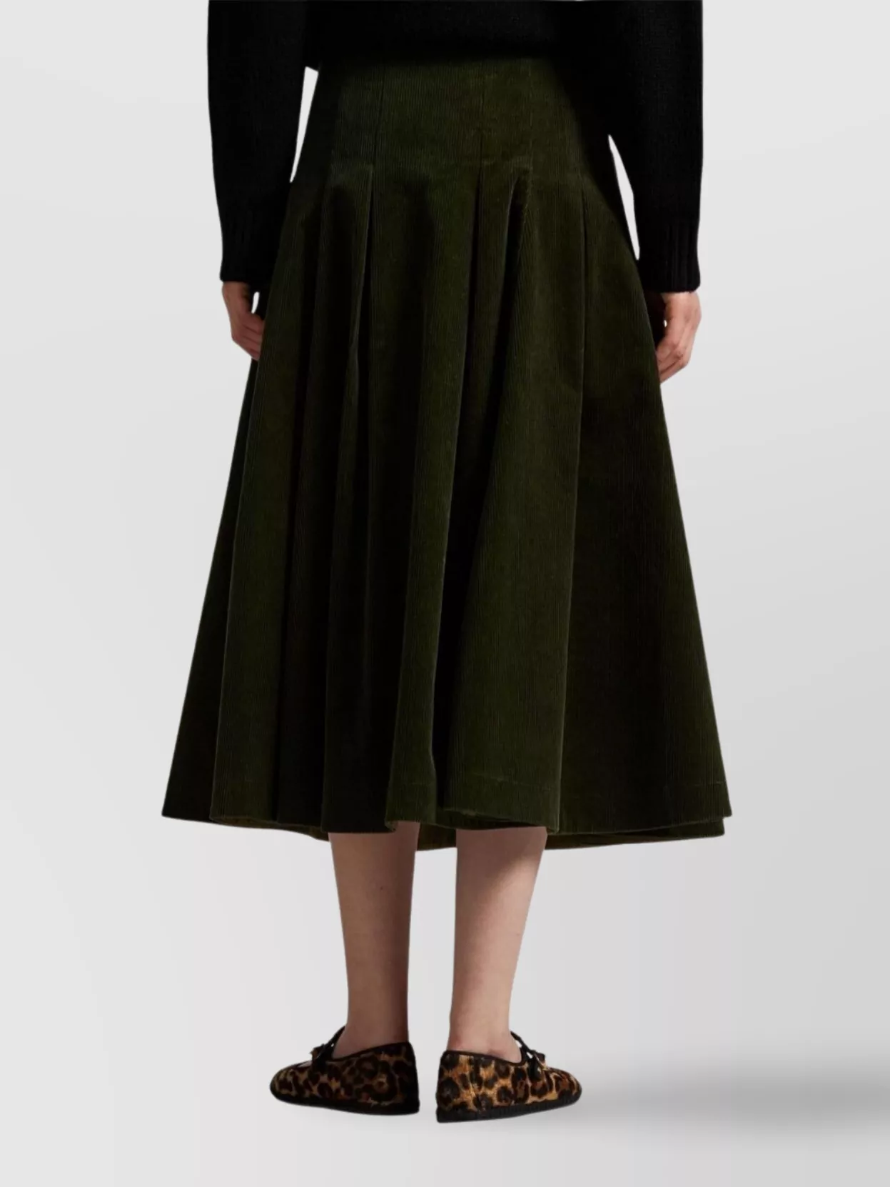 Ralph Lauren A-line Pleated Cotton Skirt In Green