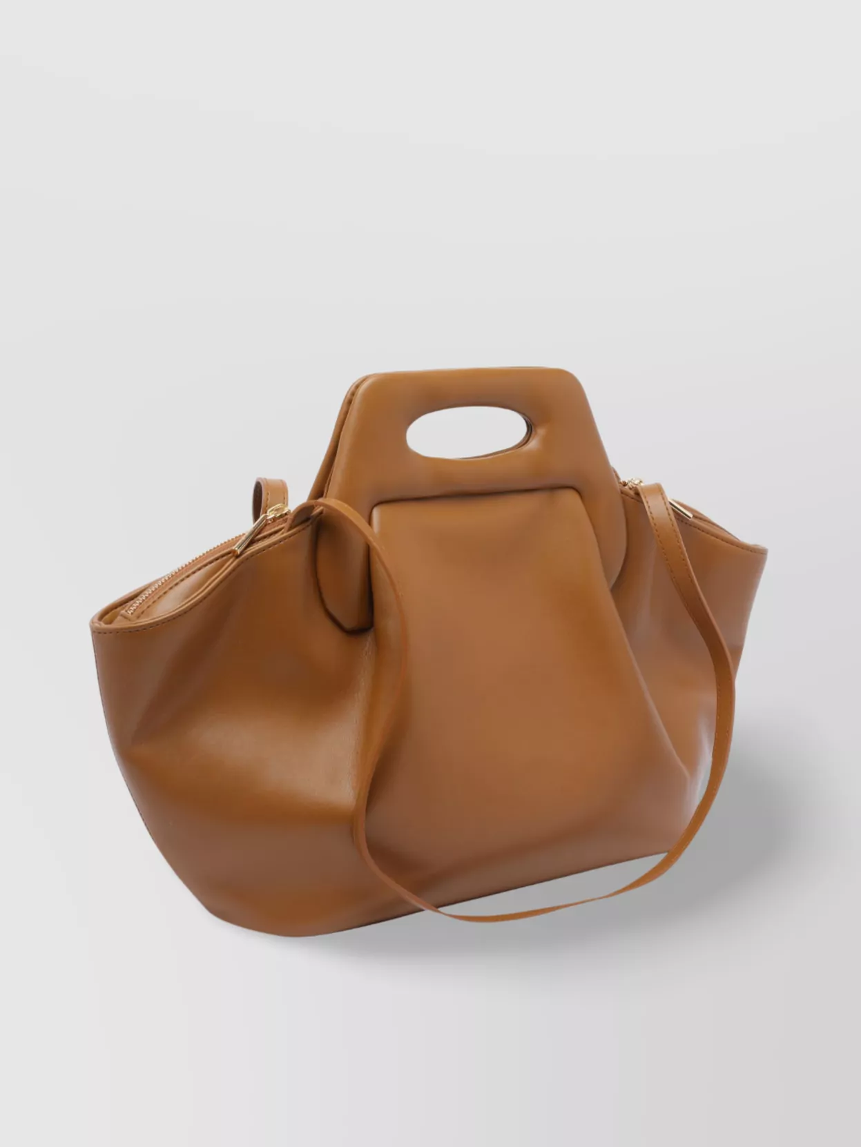 Themoirè Handbag With Cut-out Handle And Detachable Strap