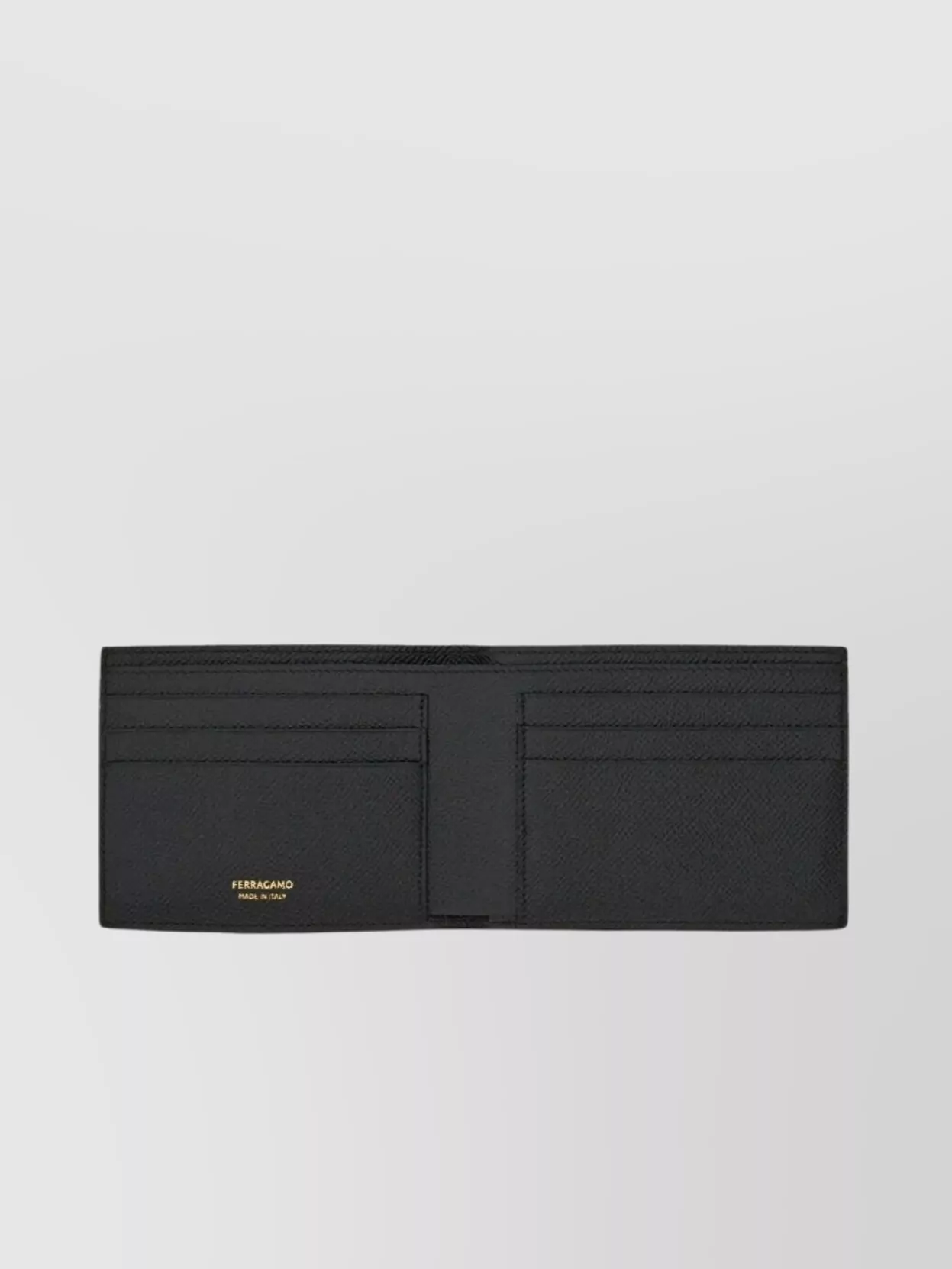 FERRAGAMO MICRO GANCIO GRAINED LEATHER BI-FOLD WALLET