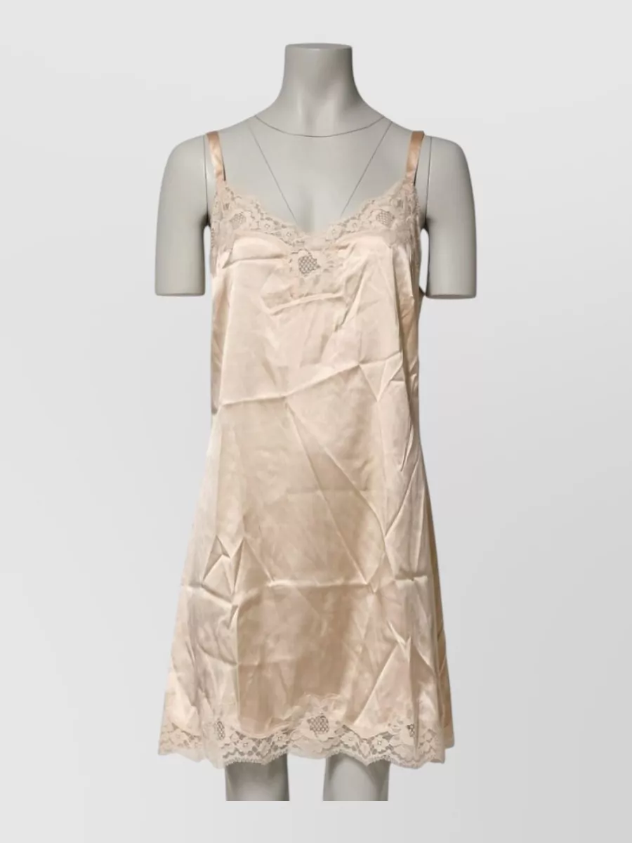 Dolce&Gabbana silk lace trim mini slip dress
