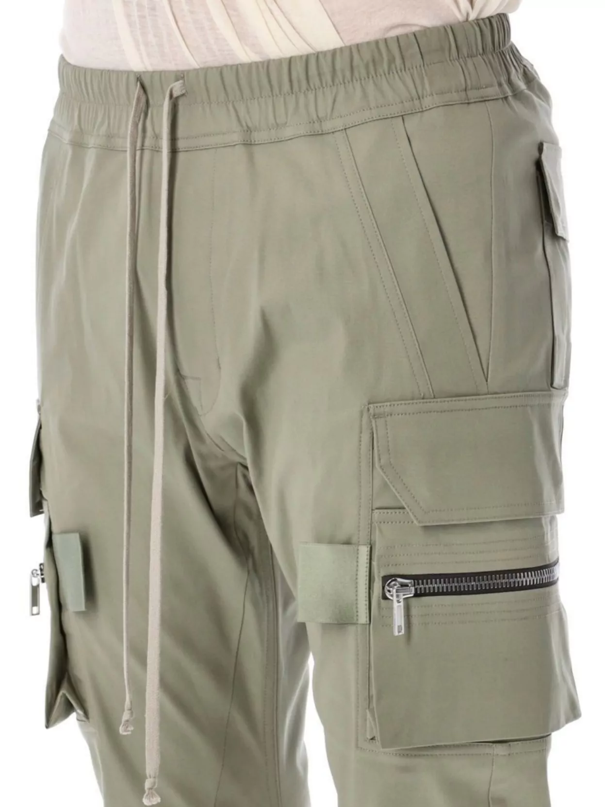 Rick Owens Celadon Slim-fit Cargo Pants With Versatile Pockets