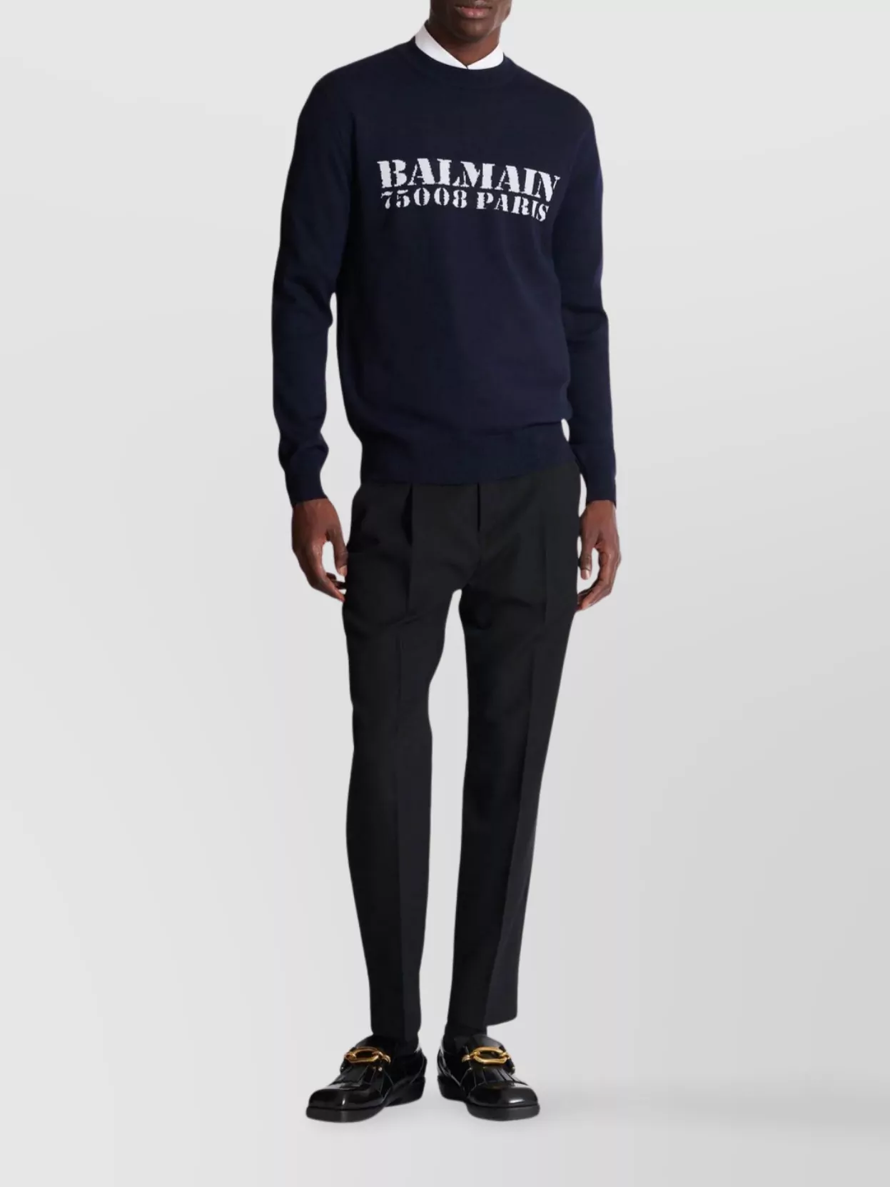 Balmain Stamped Crew Neck Sweater