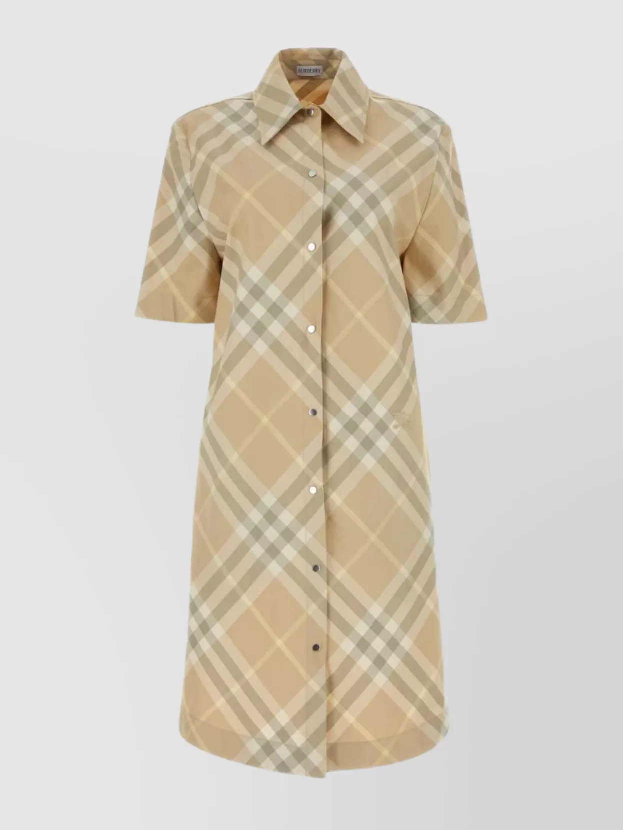 Shop Burberry Cotton Shirt Dress With Embroidered Accents