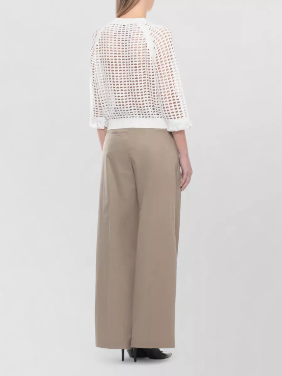 Peserico Perforated Sequin Long-Sleeve Crewneck Knitted Top