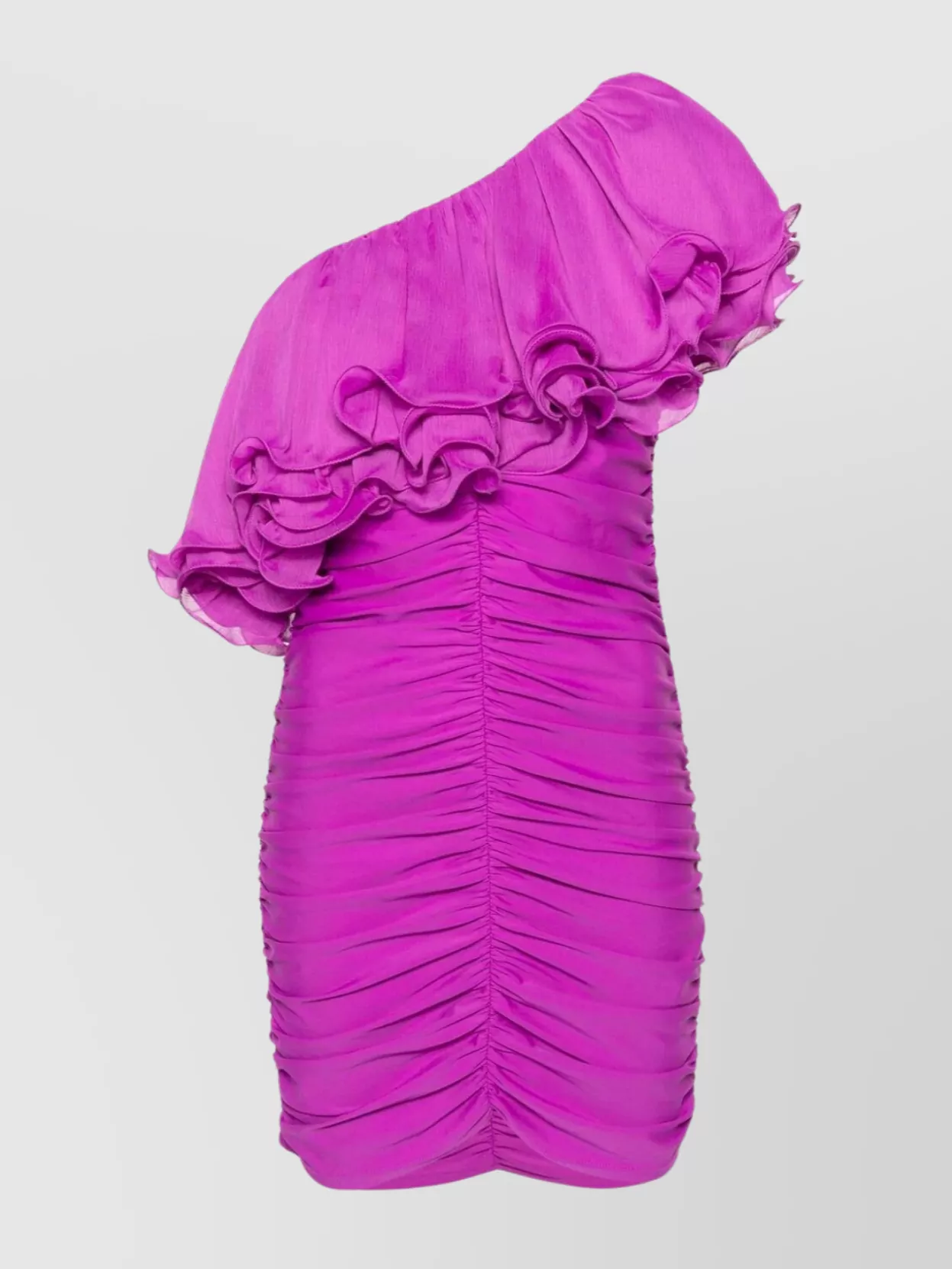 Shop Rotate Birger Christensen Chiffon Mini Dress With Asymmetric One-shoulder Design In Pink