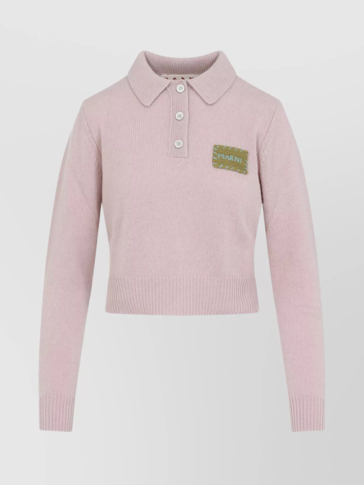 Marni Collared Top With Ribbed Cuffs And Hem In Pink
